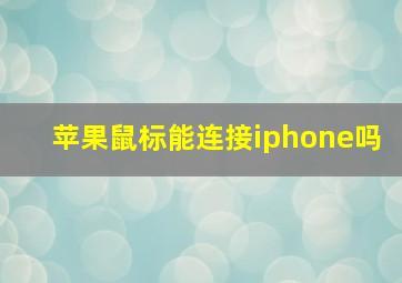 苹果鼠标能连接iphone吗