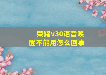 荣耀v30语音唤醒不能用怎么回事