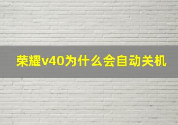 荣耀v40为什么会自动关机