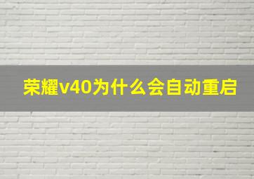 荣耀v40为什么会自动重启