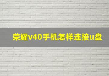 荣耀v40手机怎样连接u盘