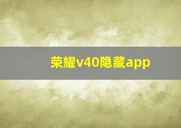 荣耀v40隐藏app