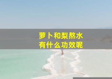 萝卜和梨熬水有什么功效呢