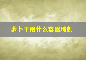 萝卜干用什么容器腌制