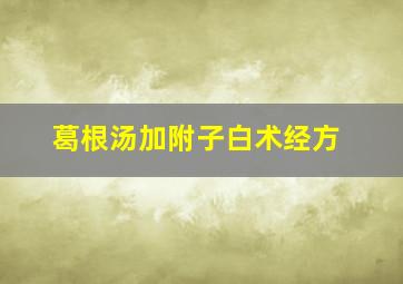 葛根汤加附子白术经方