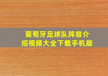 葡萄牙足球队阵容介绍视频大全下载手机版