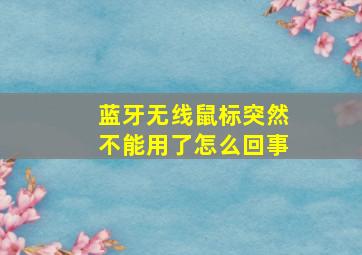 蓝牙无线鼠标突然不能用了怎么回事