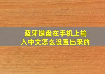 蓝牙键盘在手机上输入中文怎么设置出来的