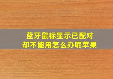 蓝牙鼠标显示已配对却不能用怎么办呢苹果