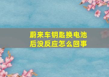 蔚来车钥匙换电池后没反应怎么回事