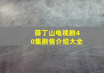 薛丁山电视剧40集剧情介绍大全