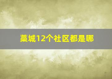 藁城12个社区都是哪