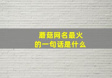 蘑菇网名最火的一句话是什么