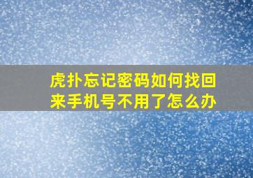 虎扑忘记密码如何找回来手机号不用了怎么办