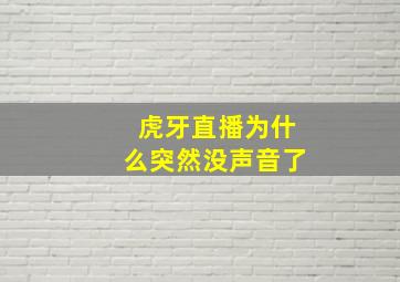 虎牙直播为什么突然没声音了