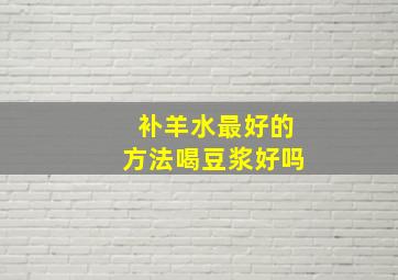 补羊水最好的方法喝豆浆好吗