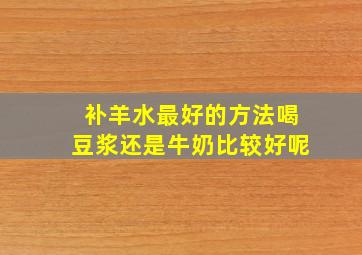 补羊水最好的方法喝豆浆还是牛奶比较好呢