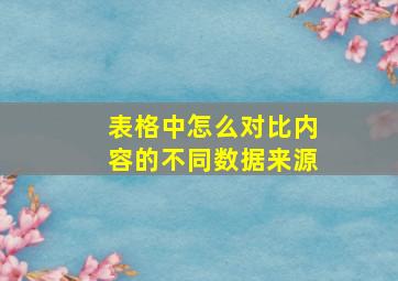 表格中怎么对比内容的不同数据来源