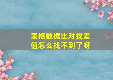 表格数据比对找差值怎么找不到了呀