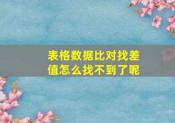 表格数据比对找差值怎么找不到了呢