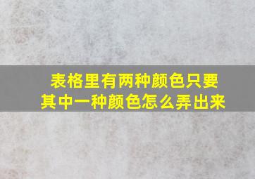 表格里有两种颜色只要其中一种颜色怎么弄出来