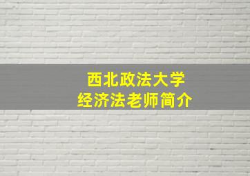 西北政法大学经济法老师简介