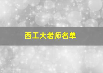 西工大老师名单