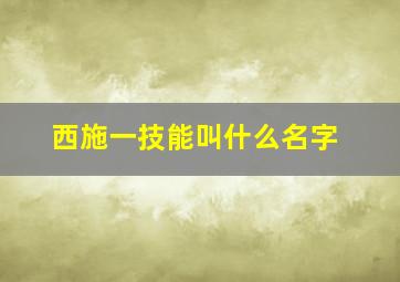 西施一技能叫什么名字