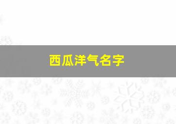 西瓜洋气名字