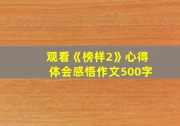 观看《榜样2》心得体会感悟作文500字