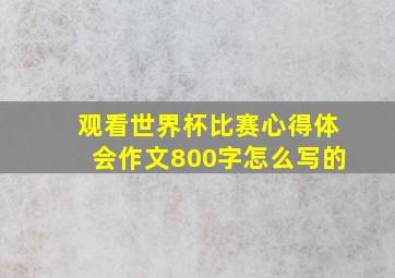 观看世界杯比赛心得体会作文800字怎么写的