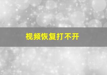 视频恢复打不开