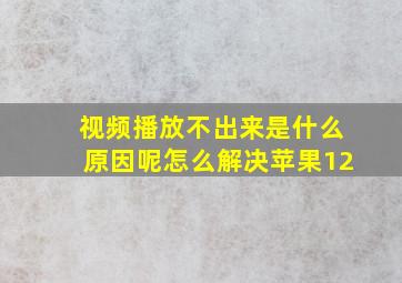 视频播放不出来是什么原因呢怎么解决苹果12