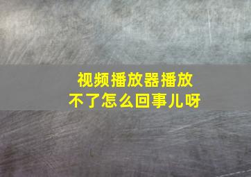 视频播放器播放不了怎么回事儿呀