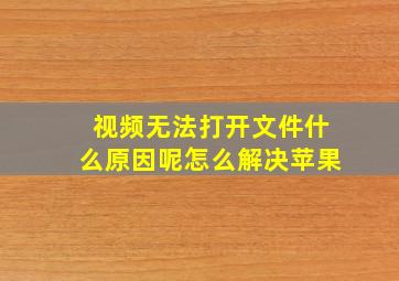 视频无法打开文件什么原因呢怎么解决苹果