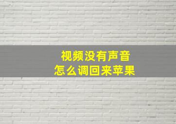 视频没有声音怎么调回来苹果