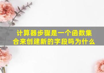 计算器步骤是一个函数集合来创建新的字段吗为什么