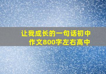 让我成长的一句话初中作文800字左右高中