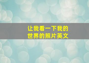 让我看一下我的世界的照片英文