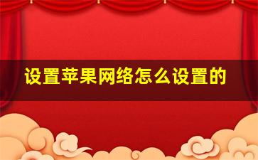 设置苹果网络怎么设置的