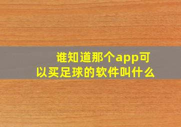 谁知道那个app可以买足球的软件叫什么