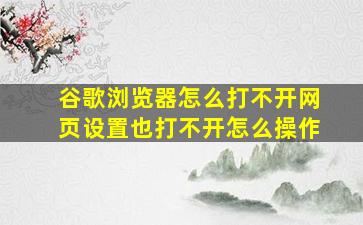 谷歌浏览器怎么打不开网页设置也打不开怎么操作