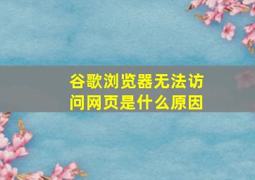 谷歌浏览器无法访问网页是什么原因