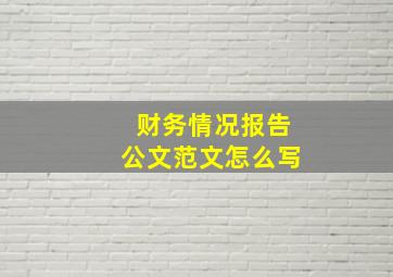 财务情况报告公文范文怎么写