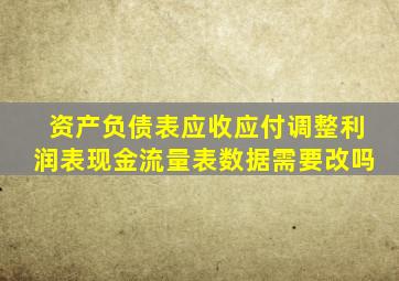 资产负债表应收应付调整利润表现金流量表数据需要改吗