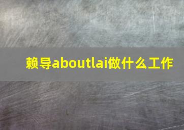 赖导aboutlai做什么工作