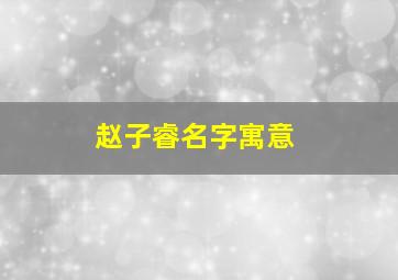 赵子睿名字寓意