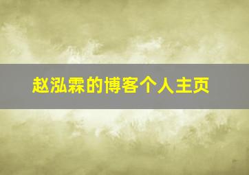 赵泓霖的博客个人主页