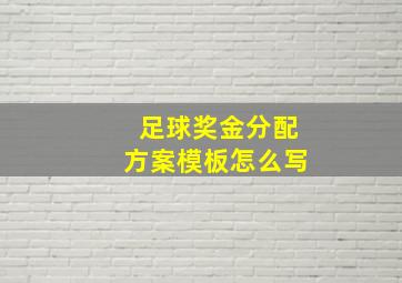 足球奖金分配方案模板怎么写