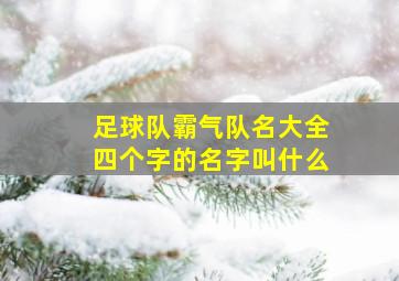 足球队霸气队名大全四个字的名字叫什么